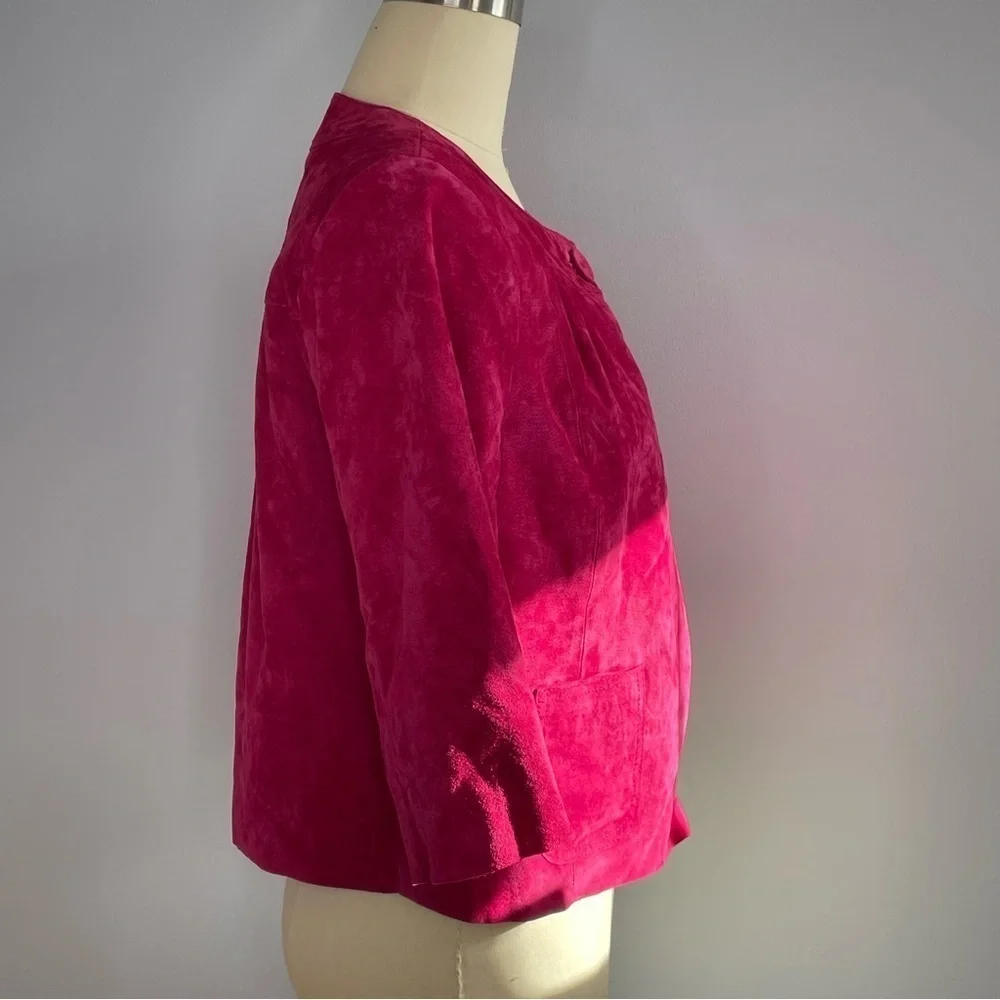 Yvonne le Marie Capelet Short Leather Jacket- Single Button- Pink- Size 12